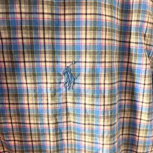 Ralph Lauren Oxford Button Front Shirt Men's Med Plaid